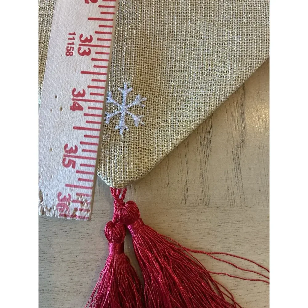 Christmas Table Runner Gold Sparkle Ribbon Embroidered Tree Tassels XMAS 72 X 13
